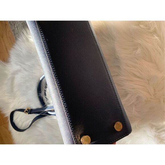 Michael Kors Leather Satchel / Tote Navy Blue - Picture 8 of 12